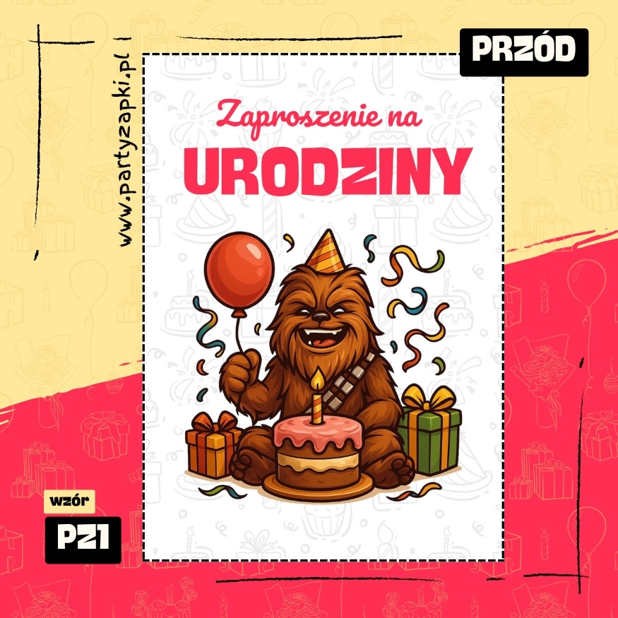 chewbacca gwiezdne wojny zaproszenie na urodziny 03 pz1 przod