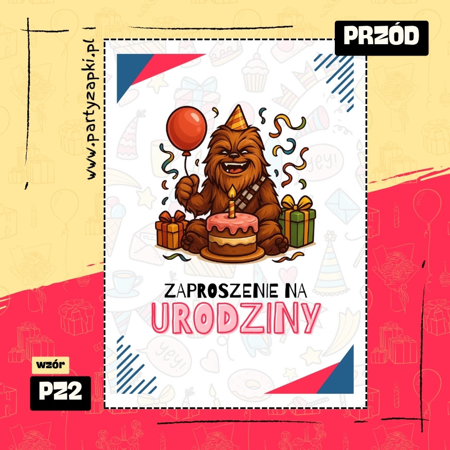 chewbacca gwiezdne wojny zaproszenie na urodziny 03 pz2 przod