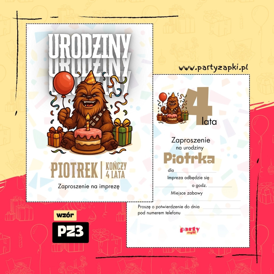chewbacca gwiezdne wojny zaproszenie na urodziny 03 pz3