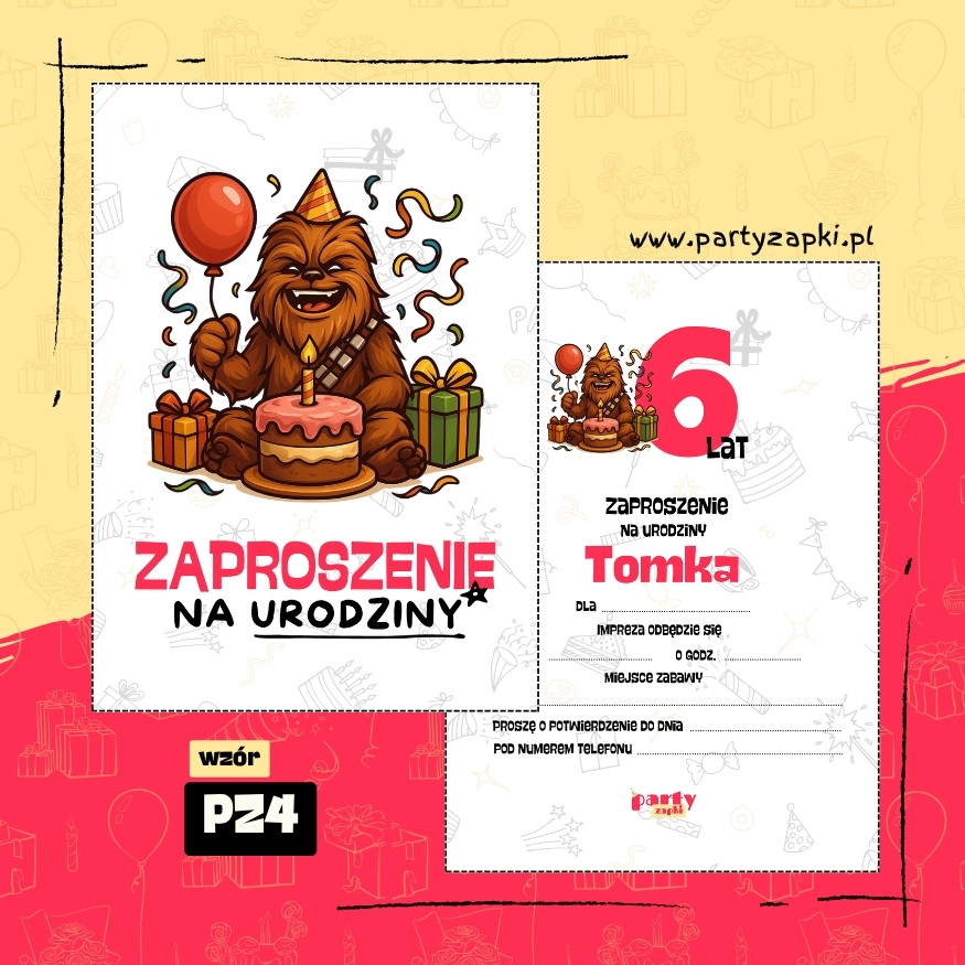 chewbacca gwiezdne wojny zaproszenie na urodziny 03 pz4