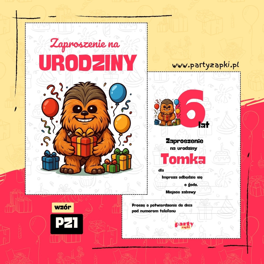 chewbacca gwiezdne wojny zaproszenie na urodziny 04 pz1