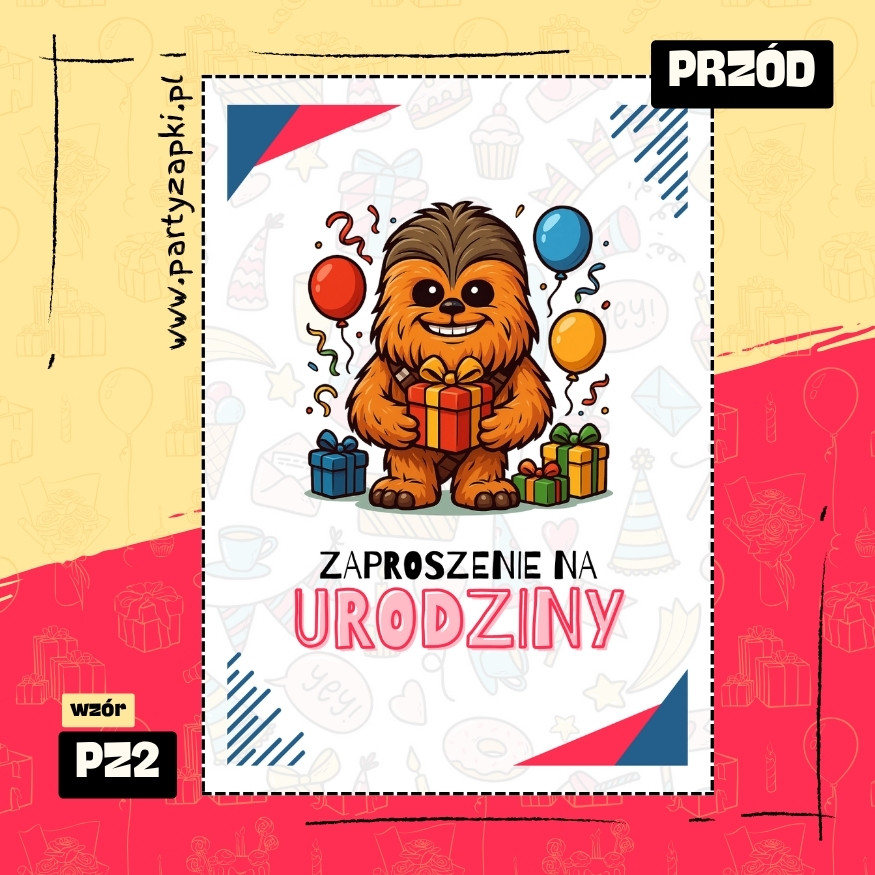 chewbacca gwiezdne wojny zaproszenie na urodziny 04 pz2 przod