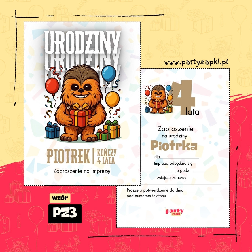 chewbacca gwiezdne wojny zaproszenie na urodziny 04 pz3