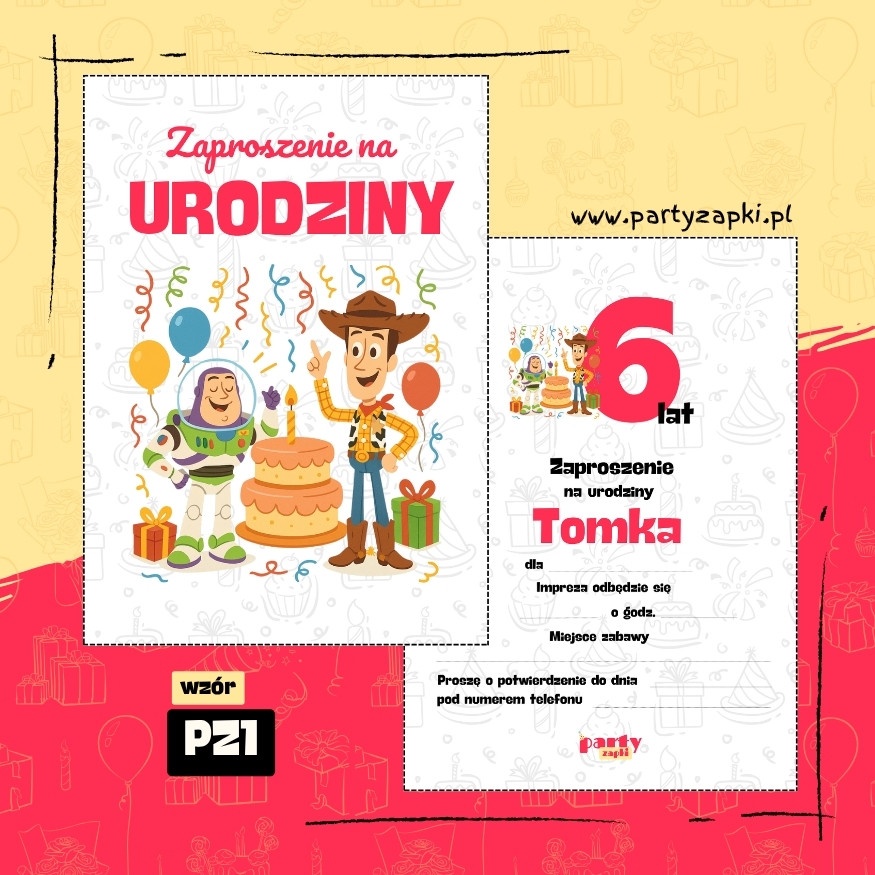 chudy toy story zaproszenie na urodziny 07 pz1