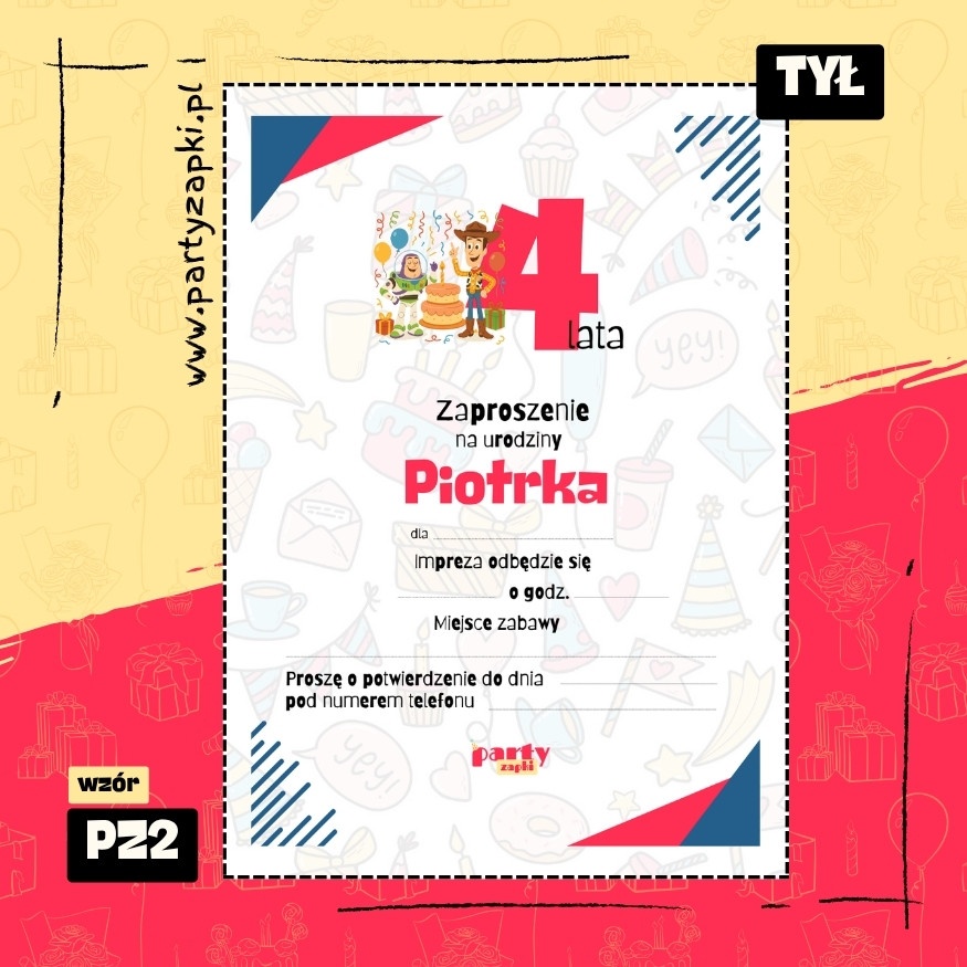 chudy toy story zaproszenie na urodziny 01 pz2 tyl
