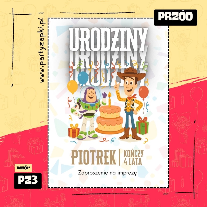 chudy toy story zaproszenie na urodziny 01 pz3 przod