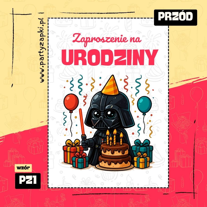 darth vader gwiezdne wojny zaproszenie na urodziny 01 pz1 przod