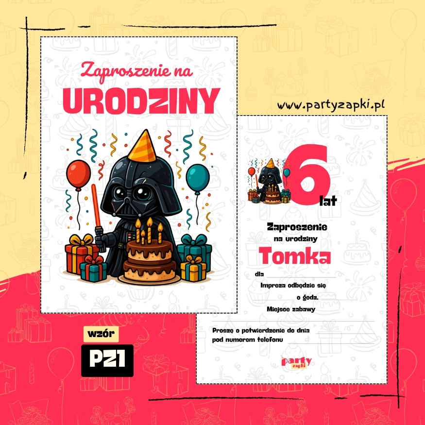 darth vader gwiezdne wojny zaproszenie na urodziny 01 pz1