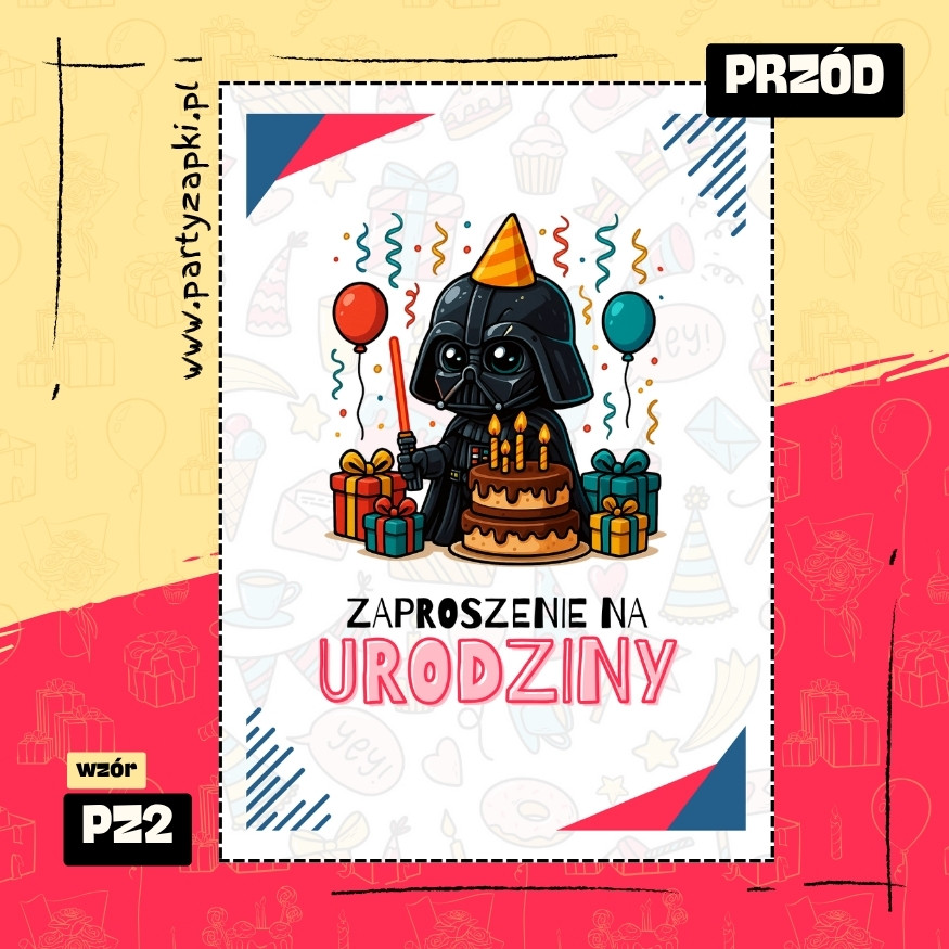 darth vader gwiezdne wojny zaproszenie na urodziny 01 pz2 przod