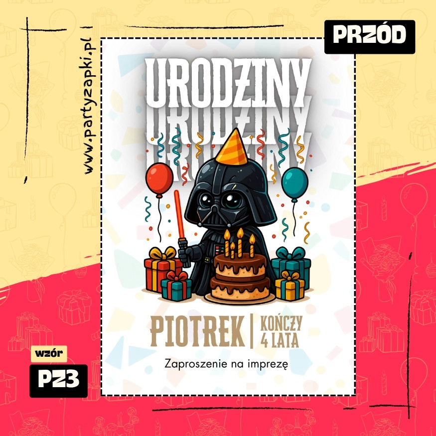 darth vader gwiezdne wojny zaproszenie na urodziny 01 pz3 przod