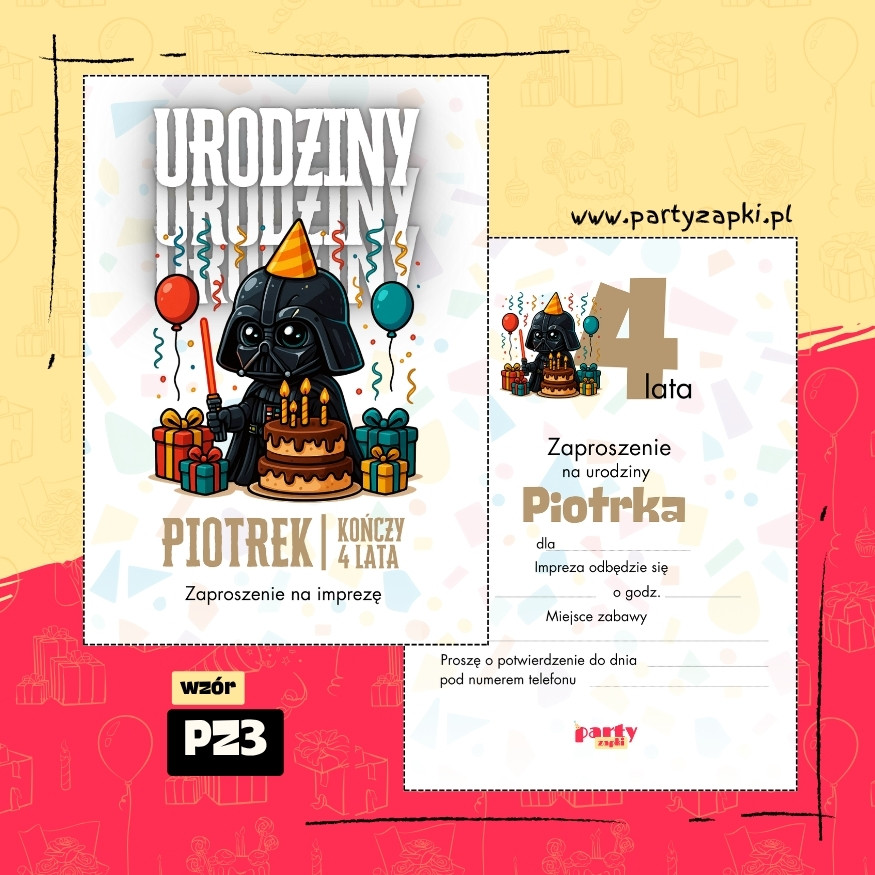 darth vader gwiezdne wojny zaproszenie na urodziny 01 pz3