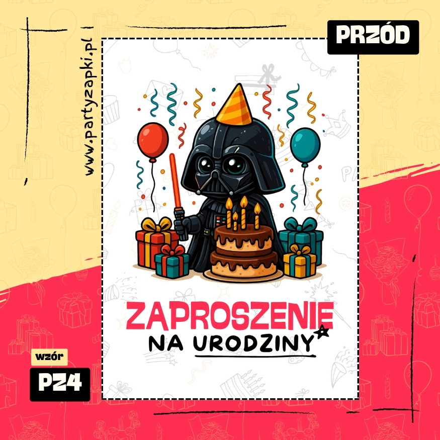 darth vader gwiezdne wojny zaproszenie na urodziny 01 pz4 przod
