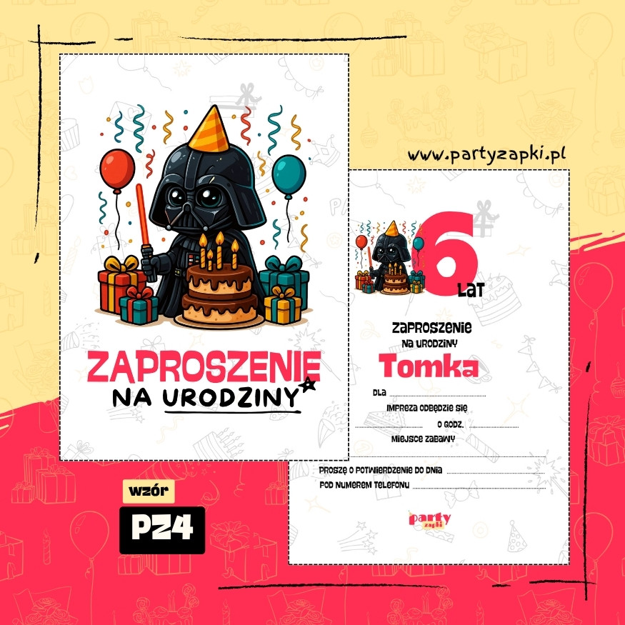 darth vader gwiezdne wojny zaproszenie na urodziny 01 pz4