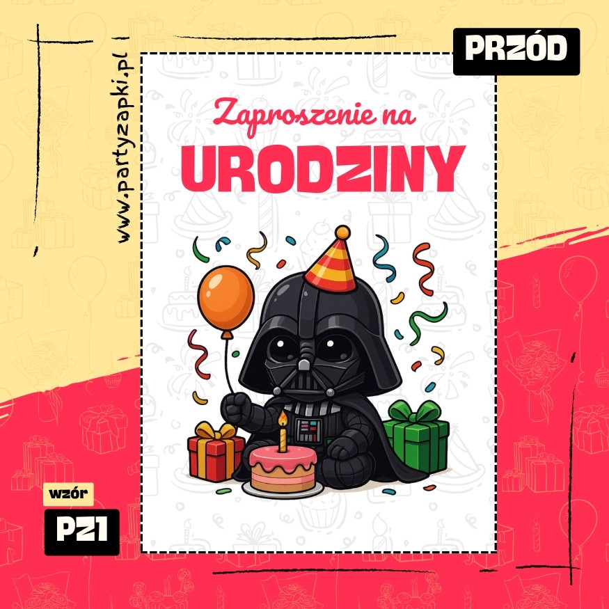 darth vader gwiezdne wojny zaproszenie na urodziny 01 pz1 przod
