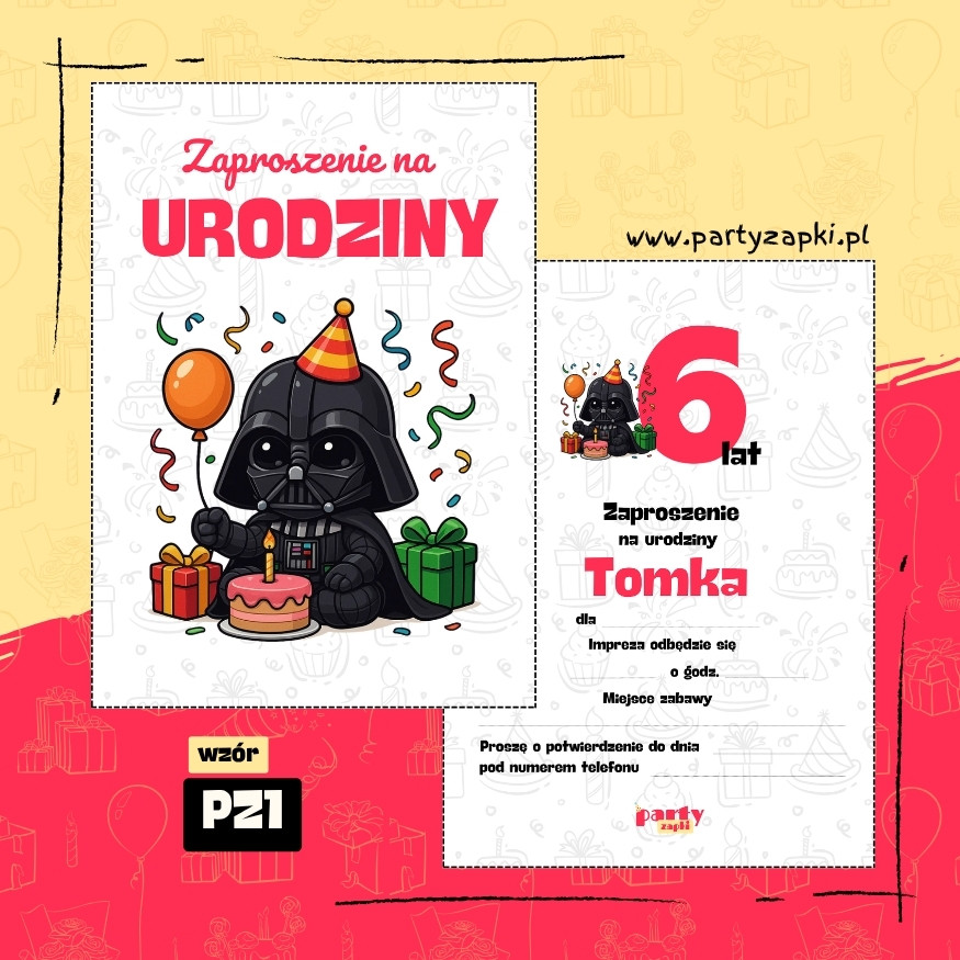 darth vader gwiezdne wojny zaproszenie na urodziny 03 pz1