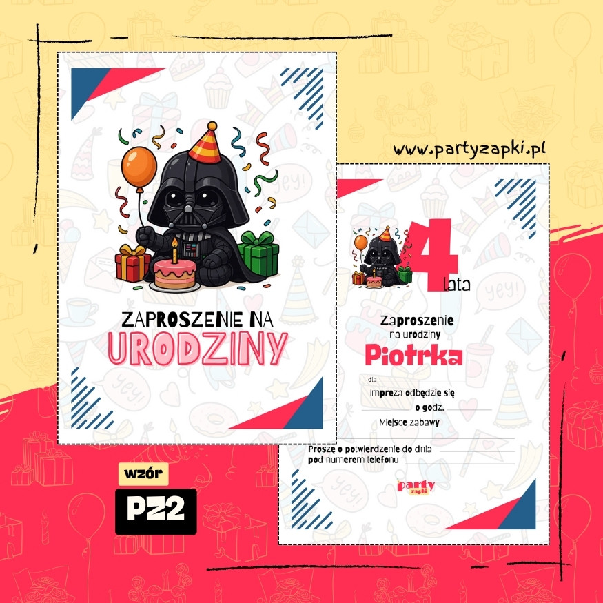 darth vader gwiezdne wojny zaproszenie na urodziny 03 pz2