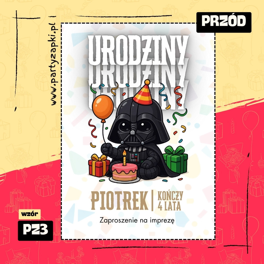 darth vader gwiezdne wojny zaproszenie na urodziny 01 pz3 przod