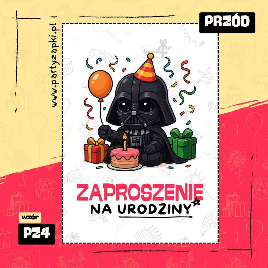 darth vader gwiezdne wojny zaproszenie na urodziny 01 pz4 przod