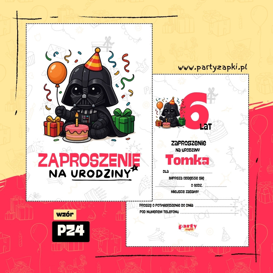 darth vader gwiezdne wojny zaproszenie na urodziny 03 pz4
