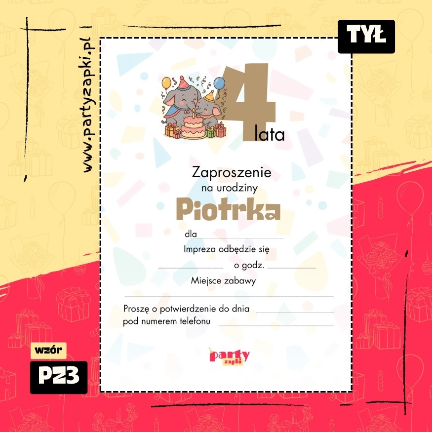 dumbo zaproszenie na urodziny 06 pz3 tyl