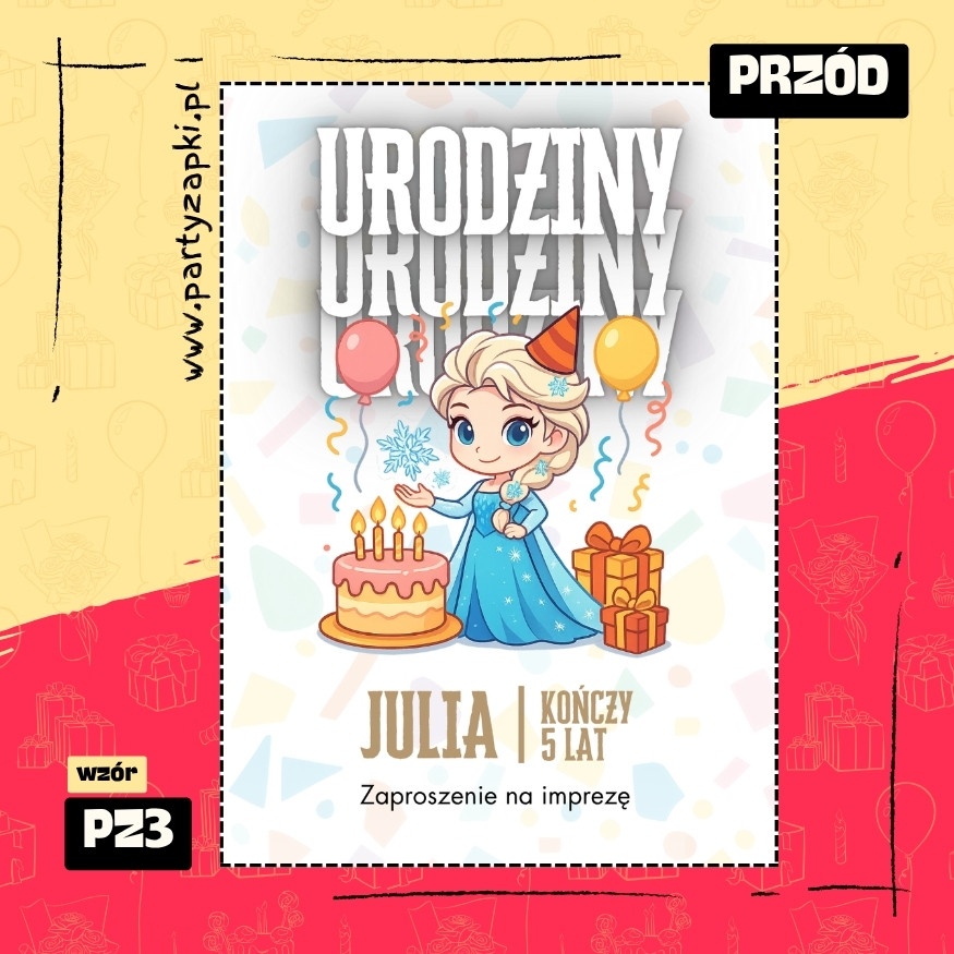 elsa kraina lodu zaproszenie na urodziny 01 pz3 przod
