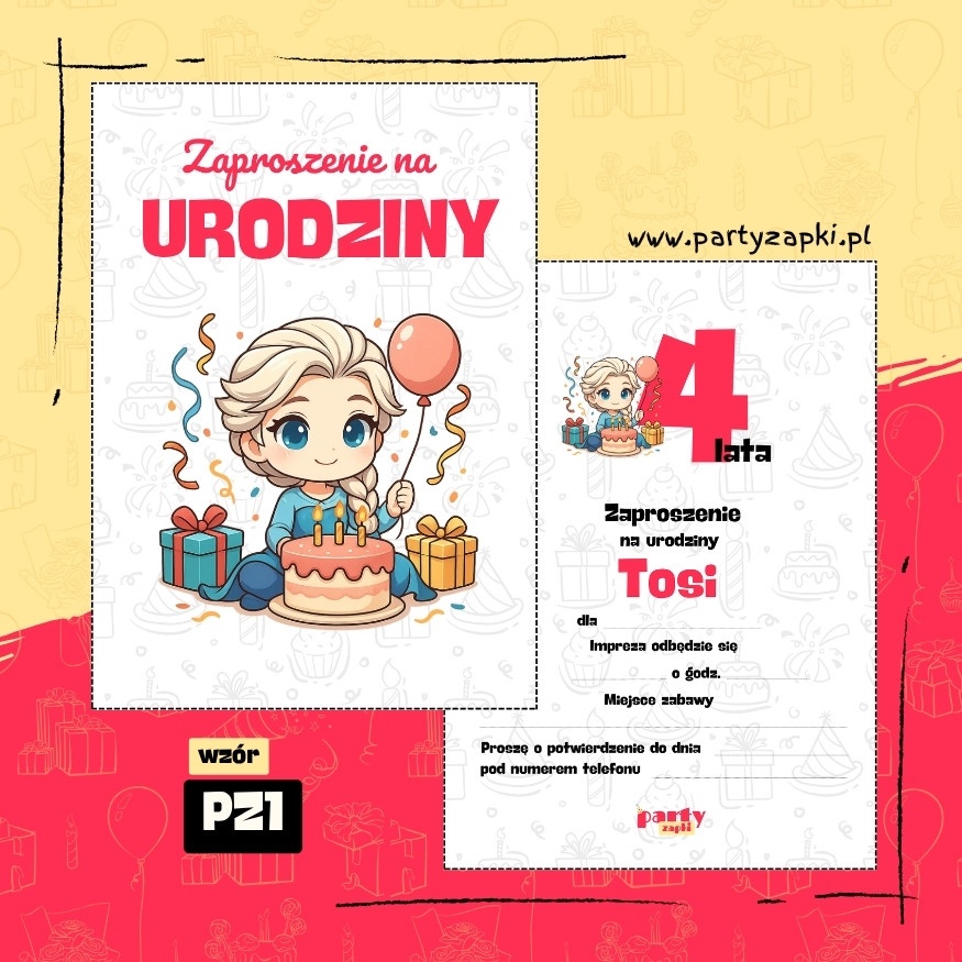 elsa kraina lodu zaproszenie na urodziny 04 pz1