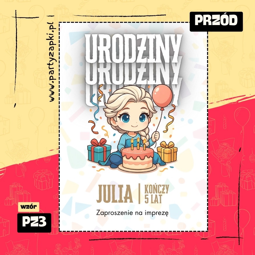 elsa kraina lodu zaproszenie na urodziny 01 pz3 przod