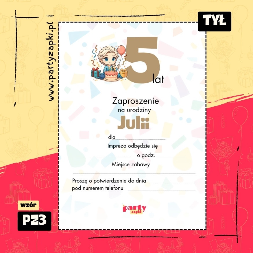 elsa kraina lodu zaproszenie na urodziny 01 pz3 tyl