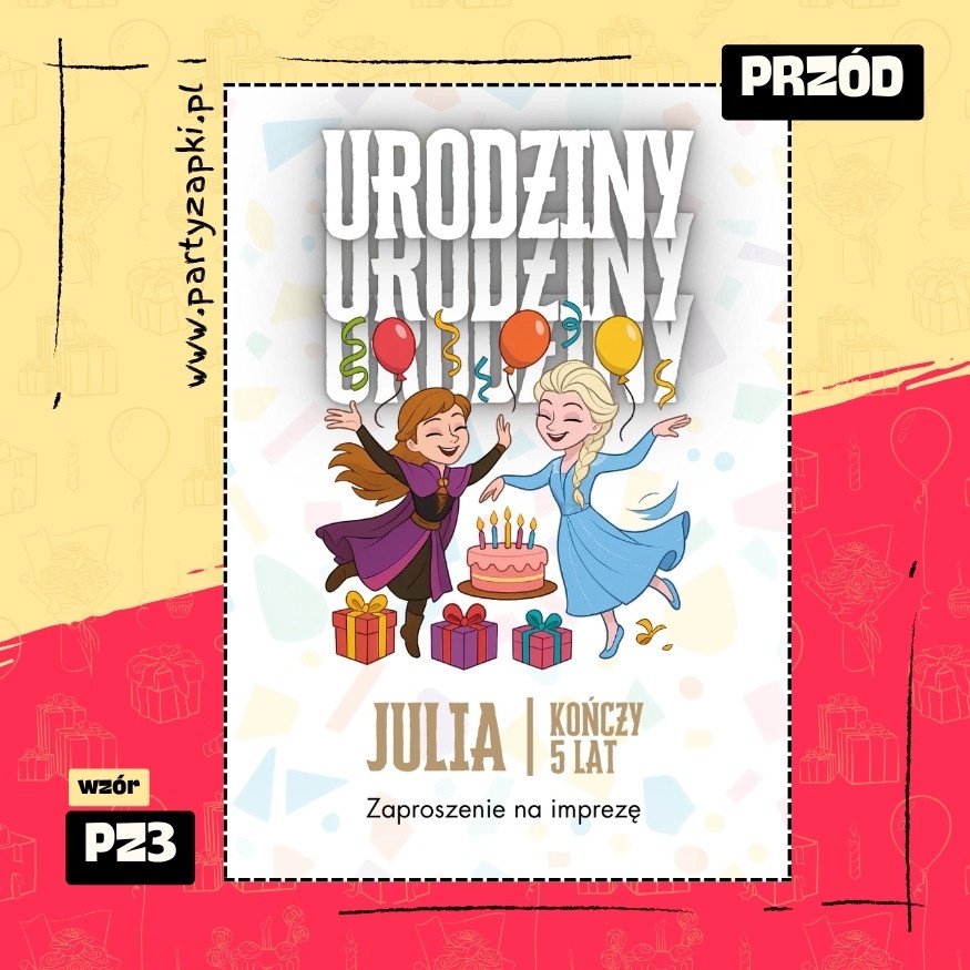 elsa kraina lodu zaproszenie na urodziny 01 pz3 przod
