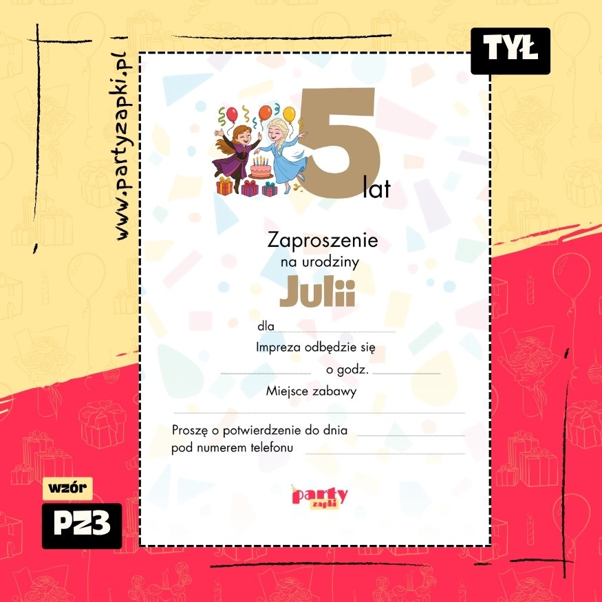 elsa kraina lodu zaproszenie na urodziny 01 pz3 tyl