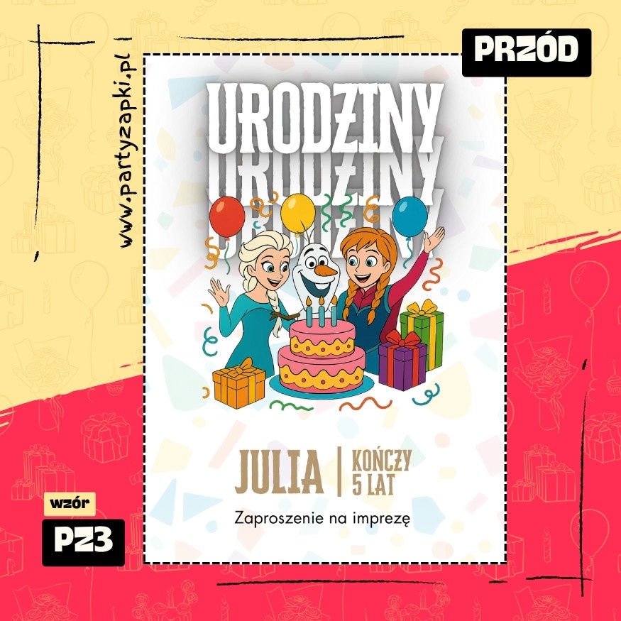 elsa kraina lodu zaproszenie na urodziny 01 pz3 przod