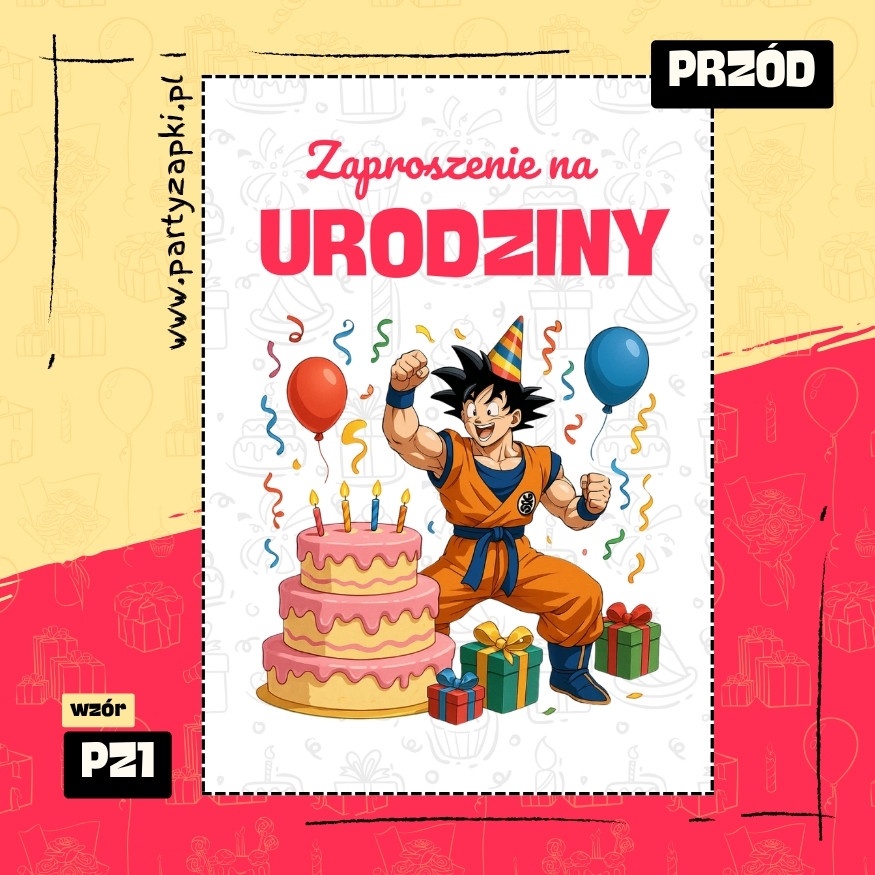 goku dragon ball zaproszenie na urodziny 01 pz1 przod