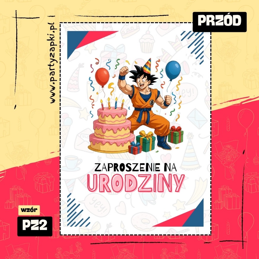 goku dragon ball zaproszenie na urodziny 01 pz2 przod