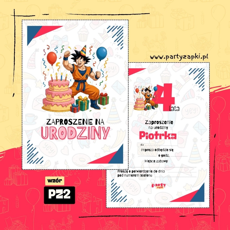 goku dragon ball zaproszenie na urodziny 01 pz2