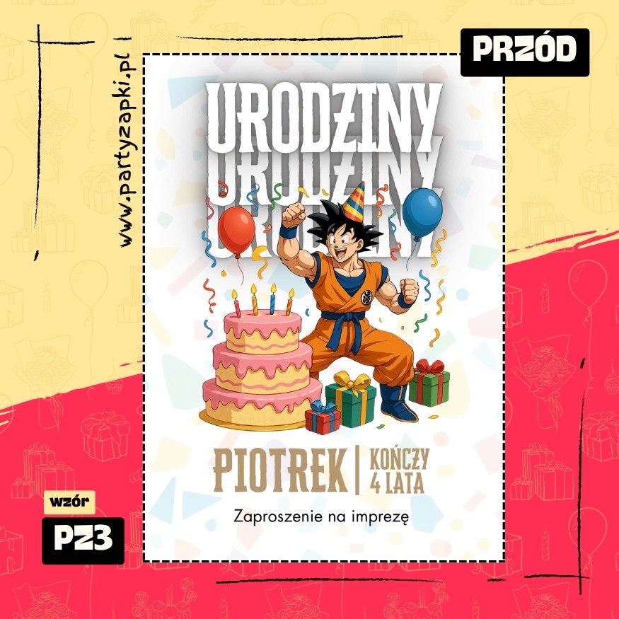 goku dragon ball zaproszenie na urodziny 01 pz3 przod