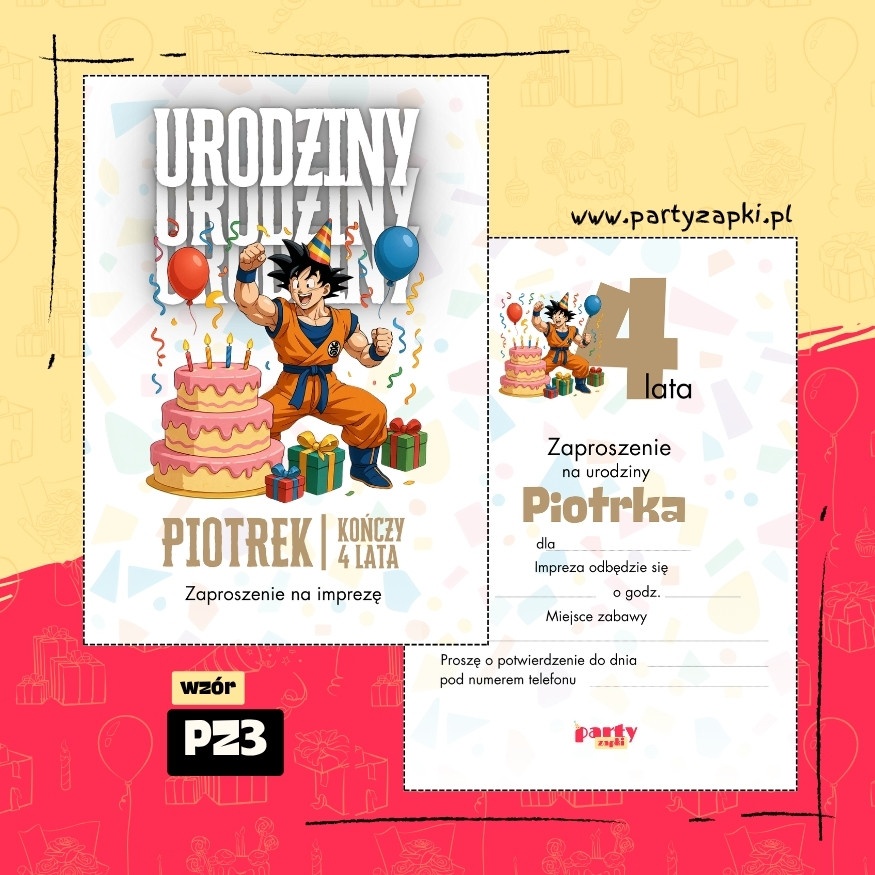 goku dragon ball zaproszenie na urodziny 01 pz3