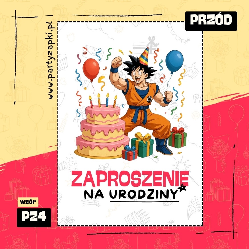 goku dragon ball zaproszenie na urodziny 01 pz4 przod