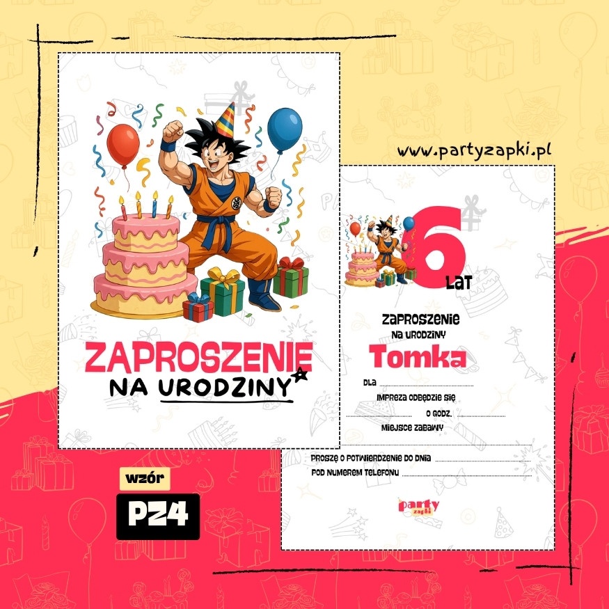 goku dragon ball zaproszenie na urodziny 01 pz4