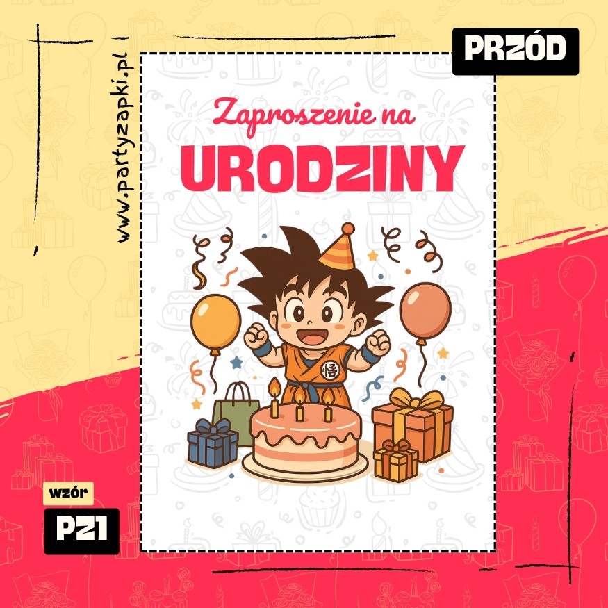 goku dragon ball zaproszenie na urodziny 02 pz1 przod