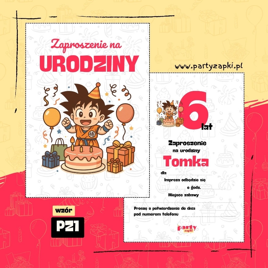 goku dragon ball zaproszenie na urodziny 02 pz1