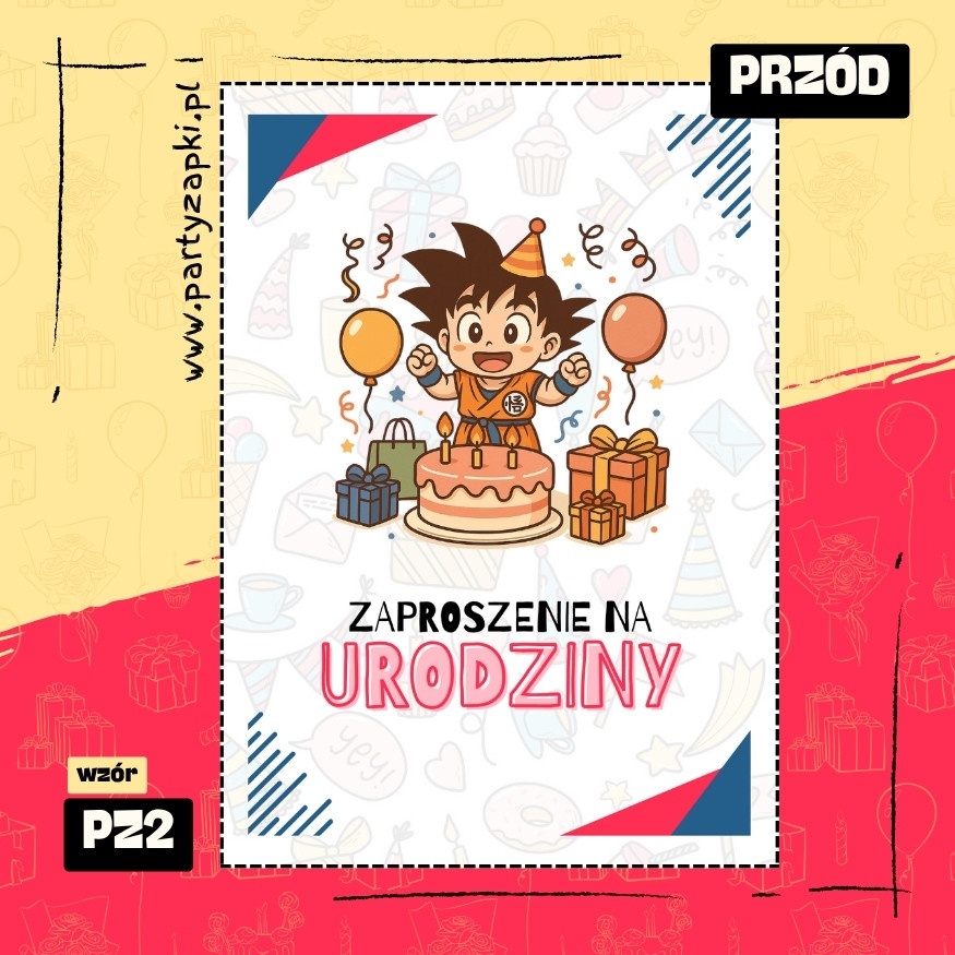goku dragon ball zaproszenie na urodziny 02 pz2 przod
