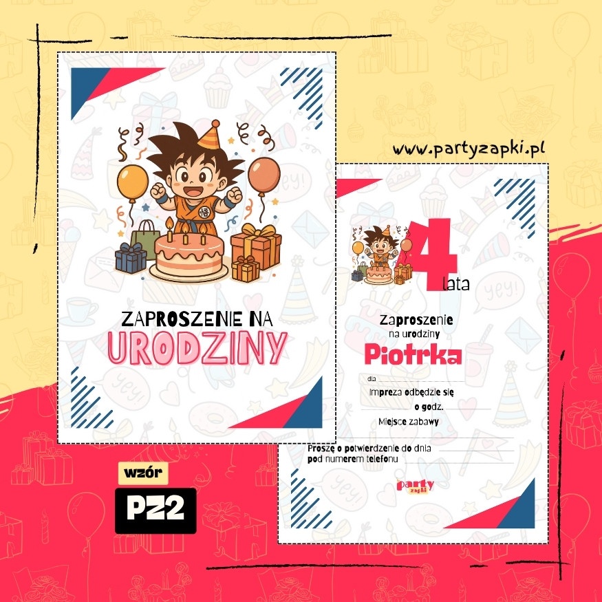 goku dragon ball zaproszenie na urodziny 02 pz2