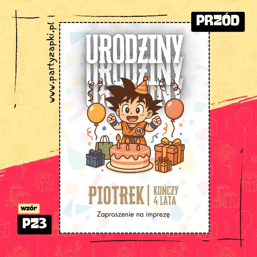 goku dragon ball zaproszenie na urodziny 02 pz3 przod