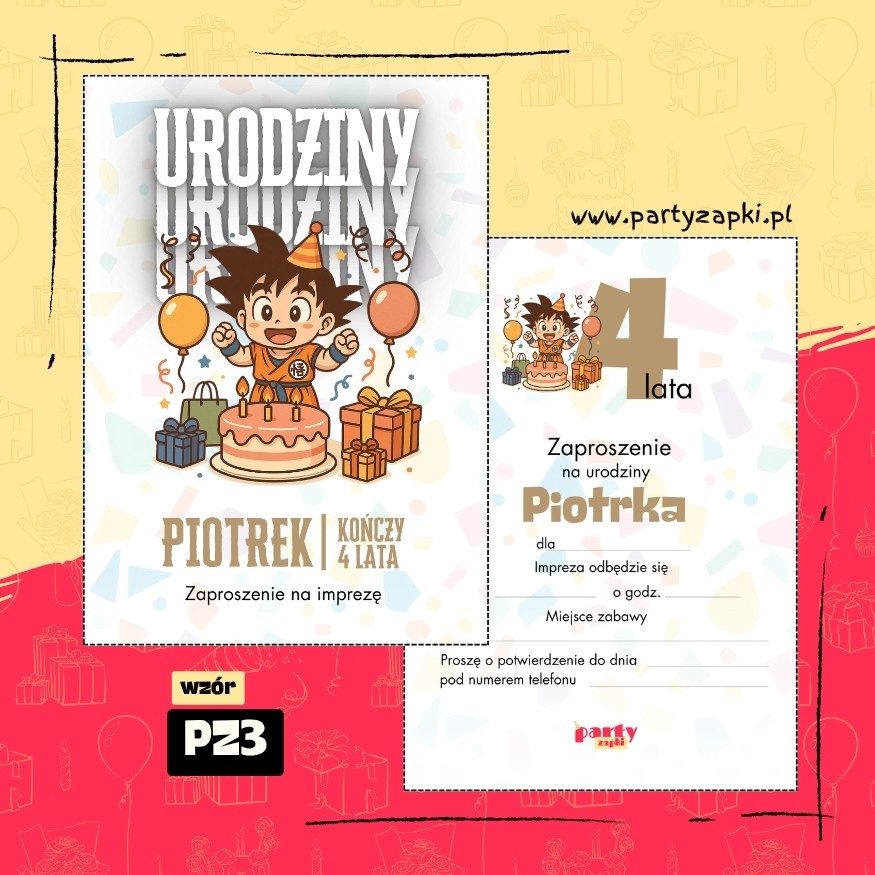 goku dragon ball zaproszenie na urodziny 02 pz3