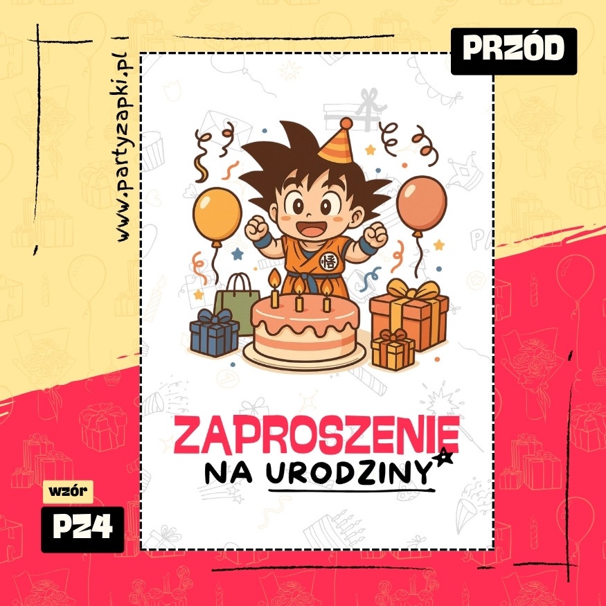 goku dragon ball zaproszenie na urodziny 02 pz4 przod
