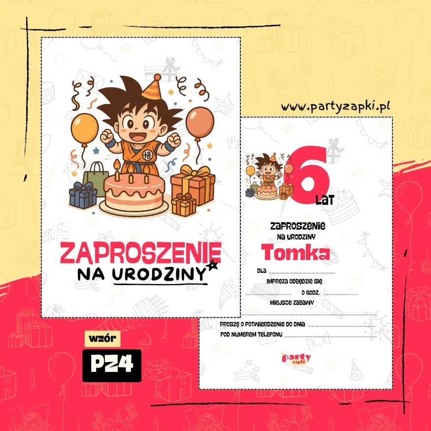 goku dragon ball zaproszenie na urodziny 02 pz4