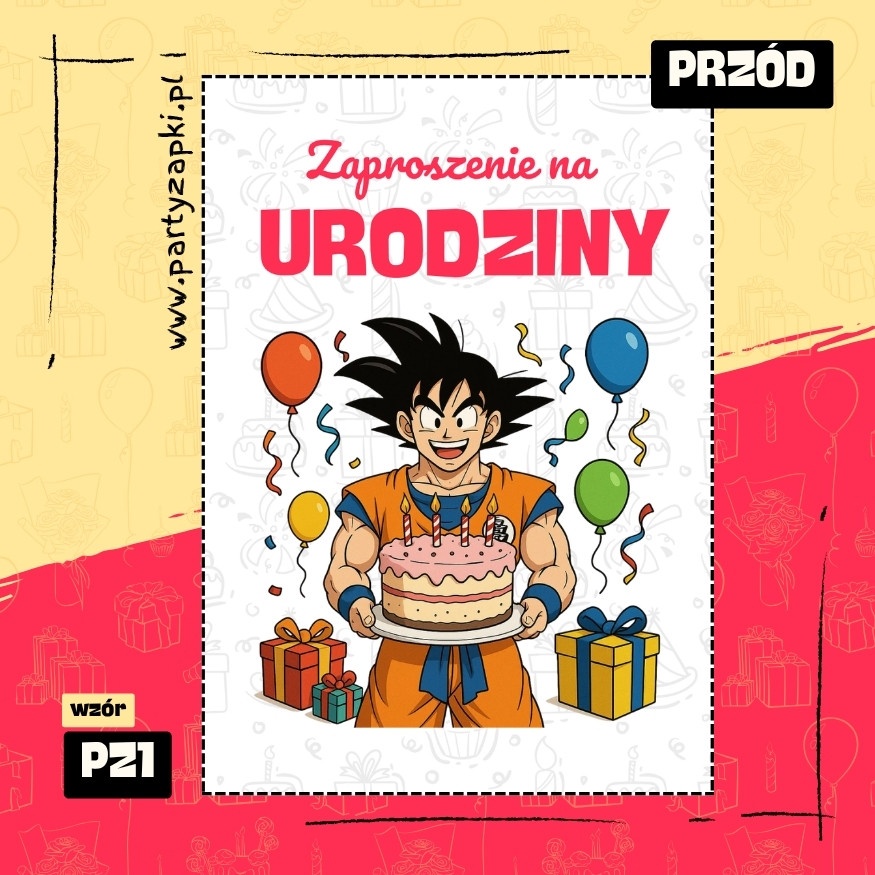 goku dragon ball zaproszenie na urodziny 03 pz1 przod