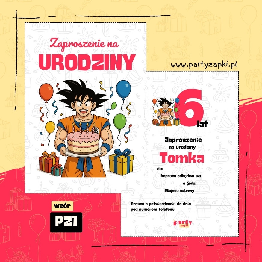 goku dragon ball zaproszenie na urodziny 03 pz1