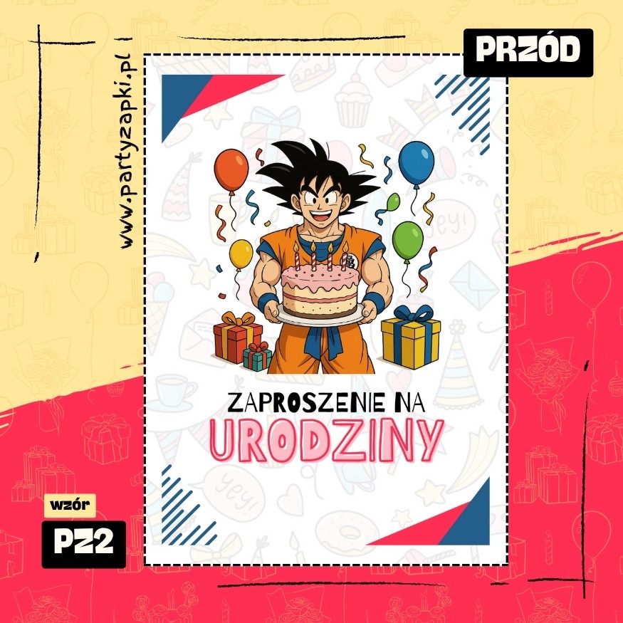 goku dragon ball zaproszenie na urodziny 03 pz2 przod