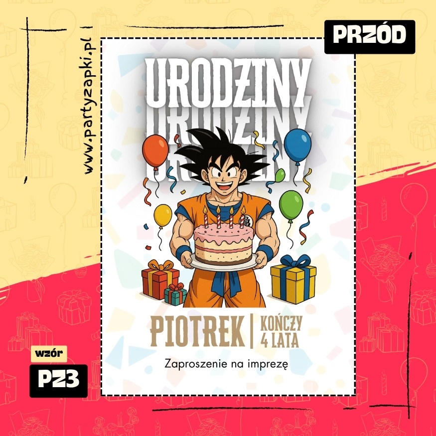 goku dragon ball zaproszenie na urodziny 03 pz3 przod